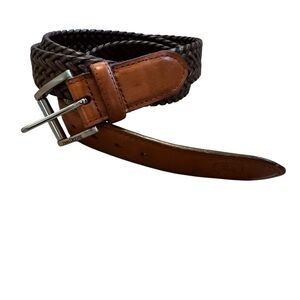 John Deere Leather Belt Brown Braided Leather Belt SIZE 44 EUC